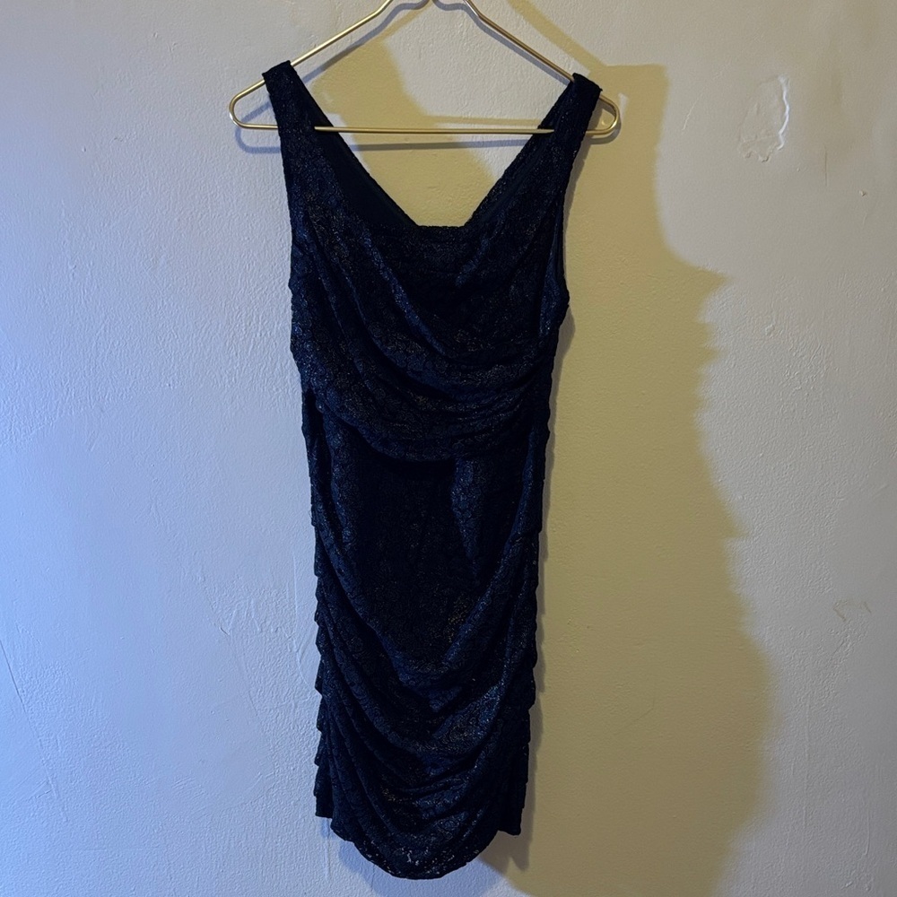 Express Midnight Blue Backless Draped Dress